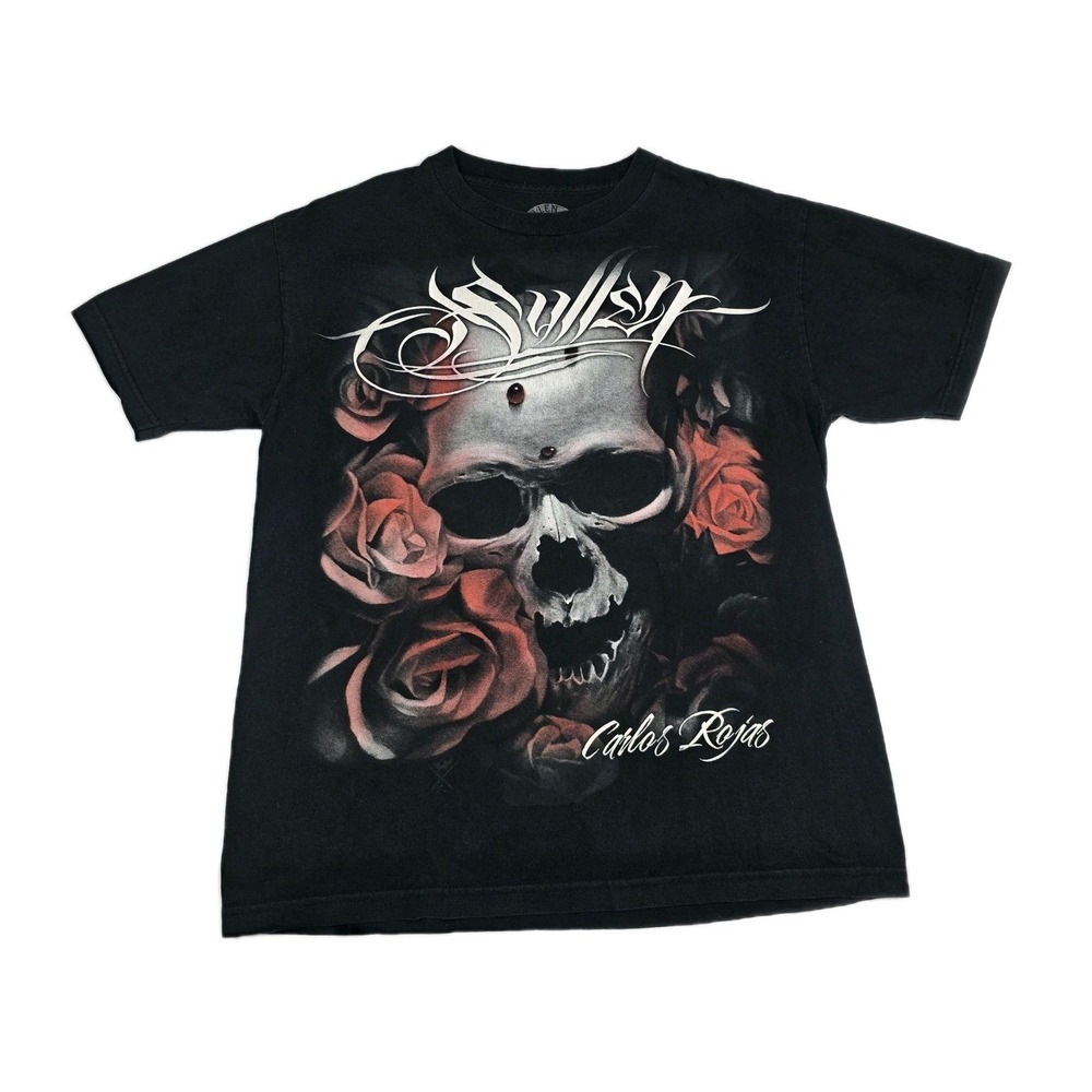 Sullen Art Collective Skull Roses Graphic T-Shirt Mens XL Carlos Rojas Tattoo